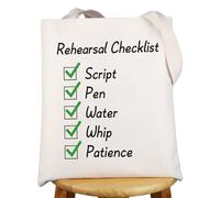 MYSOMY Elenco di controllo delle prove Tote Bag Teatro Registi e attori Regali Teatro Prove Regali Teatro Attori Attrice Borsa a tracolla Amante del Teatro Regali, Script lista di controllo Uk, INCH