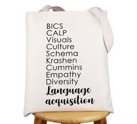 MYSOMY ESL Teacher Tote Bag ESL Termini Regalo Inglese Studenti Regalo Inglese Insegnante Borsa a Tracolla, Acquisizione di lingue nel Regno Unito, INCH
