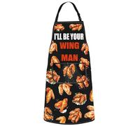 MYSOMY Grembiule con ali di pollo per amanti delle ali di pollo Regali I'll Be Your Wingman Chicken Wing King Grembiule, Many wingman UK, 49cm(19.3inch) x 68cm(26.8inch), Adjustable