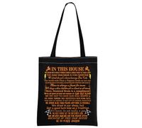 MYSOMY Percy Camp Mezzo Sangue Borsa a tracolla Percy Riptide Spada Tote Bag PJO Merch Percy Book Lover Regalo Percy Fans Regali, In Questa Casa Tb, 13.7inch*15.7inch
