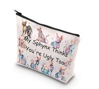 MYSOMY Sphynx - Trousse per il trucco a forma di gatto Sphynx, regalo per amanti del gatto, regalo per proprietari di gatti, My Sphynx Thinks You're Ugly Too Sphynx, regalo per gatti senza peli, Il