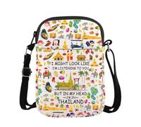 MYSOMY WSNANG Thailandia Borsa a tracolla da viaggio Thailandia cultura di viaggio con cerniera borsa messenger Thailandia souvenir regalo, Regno Unito Thailandia Cb, 14.7 x 2 x 21centimeters (5.8 x