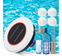 Mysora Ionizzatore solare per piscina con 2 anodi di rame, pulitore e purificatore dell'acqua galleggiante, uccide le alghe in piscina, 85% in meno di cloro, con 4 palline per eliminare la formazione