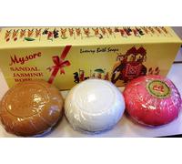 Mysore Sandal, Jasmine & Rose Soap Bar 150 g ciascuno - sapone da bagno di lu...