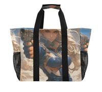 Mysterious Blonde Future Warrior Utility Totes pieghevole impermeabile con manici borse da spiaggia, Misterioso bionda futuro guerriero, 1 size, Moda