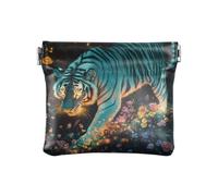 Mysterious Blue Tigers Moda delle Donne di Cuoio Coin Purse Decorativo Cambiamento Borsa con Chiusura per le Donne pequena para