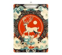 Mysterious Cloud Elk Deer Red Organizer con portablocco acrilico carino per infermieristica studente mestiere Quest Dimensioni 9 x 12