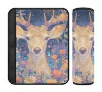 Mysterious Cute Brown Deer with Daisy Flowers 2 Pack Spalline per seggiolino auto cinghie Stop cintura di sicurezza taglio nel collo per Van Protector para cinturón de carro
