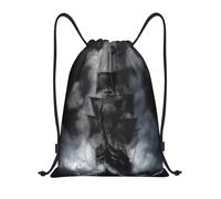Mysterious Dark Ship in Stormy Waters Borsa Sportiva Sacca da Palestra Pieghevole Regolabile Borsa con Cordoncino per Uomo Spiaggia Campeggio 36X42Cm
