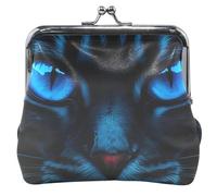 Mysterious Glowing Blue Cat Eyes Portamonete per le donne in pelle carino fibbia bacio blocco carta portafoglio cambio borsa