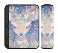 Mysterious Lovely White Deer with Daisy Flowers 2 Pack auto Seat Strap Pads imbottito Stop cintura di sicurezza taglio nel collo per auto Protector para cinturón de carro
