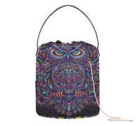 Mysterious Owl Pattern Design Crochet Tote Bag Crochet Storage Bag con fori Crochet Tote per kit di lavoro a maglia Crochet Viaggi