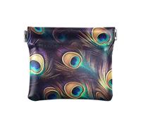 Mysterious Piume di pavone modello Squeeze Coin Purse Pouch Change Holder PU Leather Mini portafoglio portamonete tasca per donne ragazze uomini