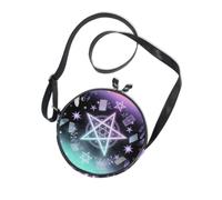 Mysterious Star Print Round Crossbody Bag Canvas Messenger Purse | Design unico