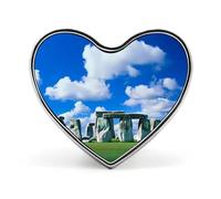 Mysterious Stonehenge in UK Brooch Pins Heart Badge Collar Lapel Pins Dress Coat Accessories for Women Men
