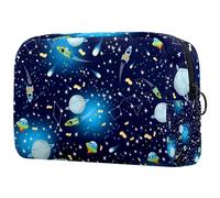 Mysterious Universe Planet Rocket - Trousse da donna, borsa da viaggio per articoli da toeletta grande, pratica borsa organizer con cerniera, Multi, 18.5x7.5x13cm/7.3x3x5.1in, Beauty case