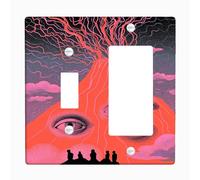 Mysterious Volcano Light Switch Cover Piastre/Coperture di uscita, Design Eruzione Rosso Fuoco per Decorazione, Piastre da parete in Termoplastica, Dimensioni standard Toggle Rocker