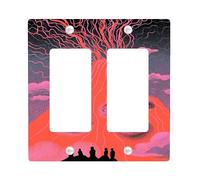 Mysterious Volcano Light Switch Cover Piastre/Coperture Outlet, Design Eruzione Rosso Fuoco per Arredamento, Piastre da parete in Termoplastica, Dimensioni Standard Doppio Rocker