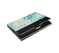Mystery Blue Golden Cheetah Print Slim porta biglietti da visita con custodia in pelle e acciaio inox per carte di credito da viaggio, casa o ufficio