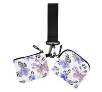 Mystery Butterflies - Portamonete doppio porta carte di credito, piccolo organizer rimovibile per denaro con cerniera, per donne, confezione da 2, farfalle mistero viola, 1 size, Casual