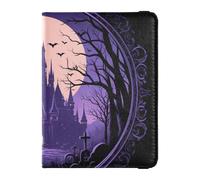 Mystery Castle - Porta passaporto in pelle viola per viaggi Documenti di viaggio Organizer Protector Custodia per passaporto per le donne Impermeabile, Mistero Castello Viola, 1 size
