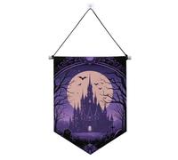 Mystery Castle - Striscione da appendere alla parete viola con asta telescopica divertente banner esterno decorazione patio per porte, pareti, finestre, giardini, cortile