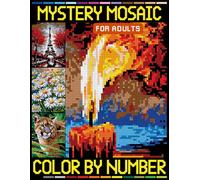 Mystery Mosaics Color By Number for Adults: Stress Relieving Pixel Art Challenges (Easy-to-Read Color by Number Coloring Book)