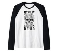 Mystery Writer Cranio Macchina da Scrivere Libro Autore Libri romanzieri Maglia con Maniche Raglan