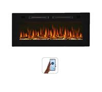 Mystflame Crystal 42 - Caminetto Elettrico da Parete con Wi-Fi, 107 cm, Ultra Sottile 8 cm, 12 Colori Fiamma, Termostato 750/1500W, Comoda Termostufa, Touch Screen e Timer