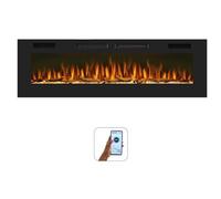 Mystflame Crystal 50 - Caminetto Elettrico da Parete con Wi-Fi, 127 cm, Ultra Sottile 8 cm, 12 Colori Fiamma, Termostato 750/1500W, Comoda Stufa Riscaldante, Touch Screen e Timer