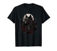 Mystic Black Wolf, Luna Piena, Gotica, Notte di Rose Rosse Maglietta