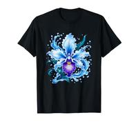 Mystic Blue Orchidea Fiore con Spruzzi d'Acqua Maglietta