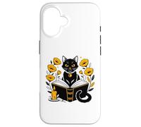 Mystic Cat with Spell Book Candle Flowers Witchcore Custodia per iPhone 16