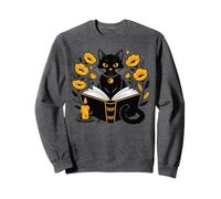 Mystic Cat with Spell Book Candle Flowers Witchcore Felpa