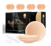 Mystic Curves Copricapezzoli Riutilizzabili Adesivi in Silicone Morbido Eco-Friendly (8cm, Petali) | Recambio de 4 Pares | Copri Capezzoli Lavabile Invisibile | Coppe Adesive Seno (Crema)
