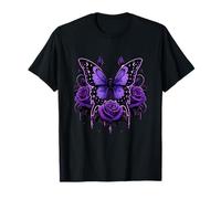 Mystic Farfalla Viola con Rose Gotiche Luna Maglietta