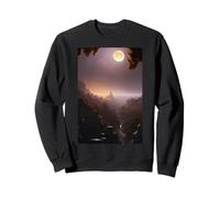 Mystic Full Moon Over Fantasy Red Rock Valley Digital AI Art Felpa