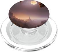 Mystic Full Moon over Fantasy Red Rock Valley Digital AI Art PopSockets PopGrip per MagSafe