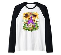 Mystic GNOME Witch in Purple Wizard Outfit for Sunflower Mom Maglia con Maniche Raglan