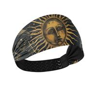 Mystic Golden Sun Moon Gothic Cooling extra large fasce per le donne fasce elastiche per il tennis make up Calcio cintas para el cabello