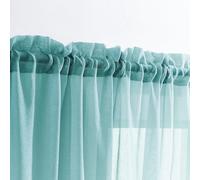 MYSTIC-HOME Tende Trasparenti Lunghe 84 Pollici, Tende Trasparenti con Tasca per Stelo, 2 Pannelli, 52"x84", trattamenti per finestre in Voile Semi Piegato per Cortile, Salotto, Verde Acqua Grigio