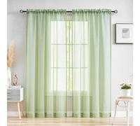 MYSTIC-HOME Tende Trasparenti Verde Salvia Lunghe 84 Pollici, Tende Trasparenti con Tasca per Stelo, 2 Pannelli, 52 "x84, trattamenti per finestre in Voile Semi Piegato per Cortile, Patio