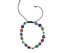 MYSTIC JEWELS Bracciale con perline di vetro con occhio turco, fortuna e protezione, Ajustable, Vetro Vetro Cordino, Nessuna pietra preziosa