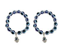 Mystic Jewels - Bracciale Elastico Amuleto Fortunato Hamsa Blu, Ottone