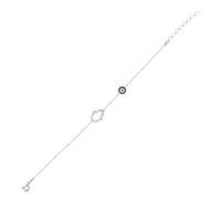 MYSTIC JEWELS - Bracciale in argento sterling 925, Hamsa e occhio malvagio rotondo, 16+2 cm, argento sterling 18,5 cm