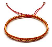 MYSTIC JEWELS - Bracciale Macrame - Kabbalah di filo con 2 colori, amuleto, protezione malocchio, buona fortuna, Good Luc (Rosso - Giallo)
