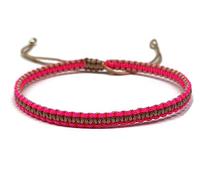MYSTIC JEWELS - Bracciale Macrame - Kabbalah di filo con 2 colori, amuleto, protezione malocchio, buona fortuna, Good Luc (Fucsia - Beige)