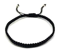 MYSTIC JEWELS - Braccialetto in stile Cabala, in filo rosso, amuleto, protezione dal malocchio, portafortuna e senza metallo, colore: Nero , cod. 1