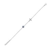 MYSTIC JEWELS By Dalia - Bracciale in argento sterling 925 con malocchio e croce di zirconi per un regalo, compleanno