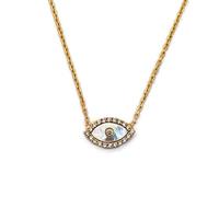 MYSTIC JEWELS by Dalia - Collana a forma di occhio turco, in argento Sterling 925 con zirconi cubici e madreperla (Argento Oro)